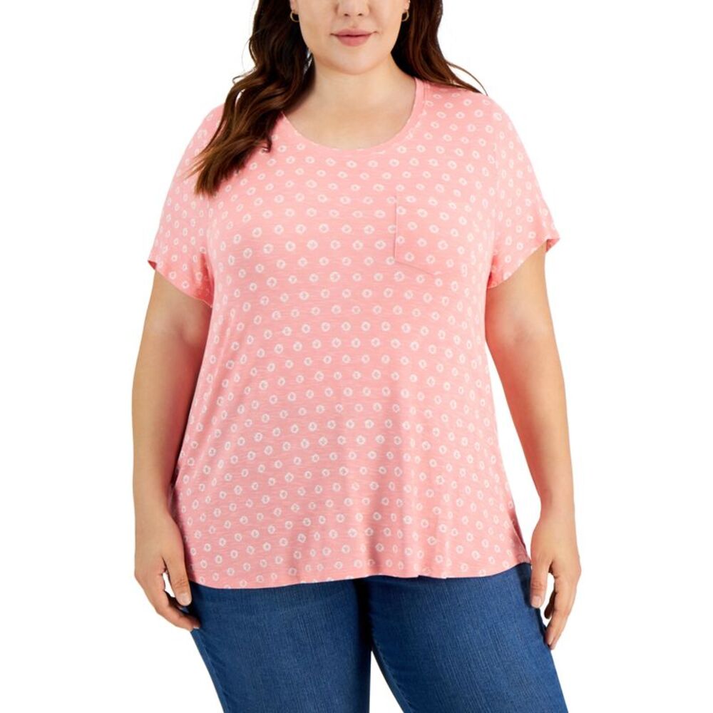 Style & Co Plus Size Drapey One Pocket T-Shirt